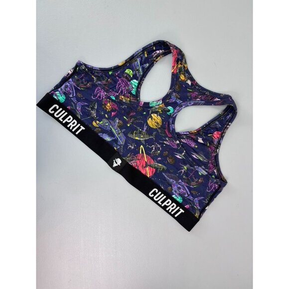 Culprit women's 4XL purple space print racerback unlined wireless lounge bra - Picture 4 of 4